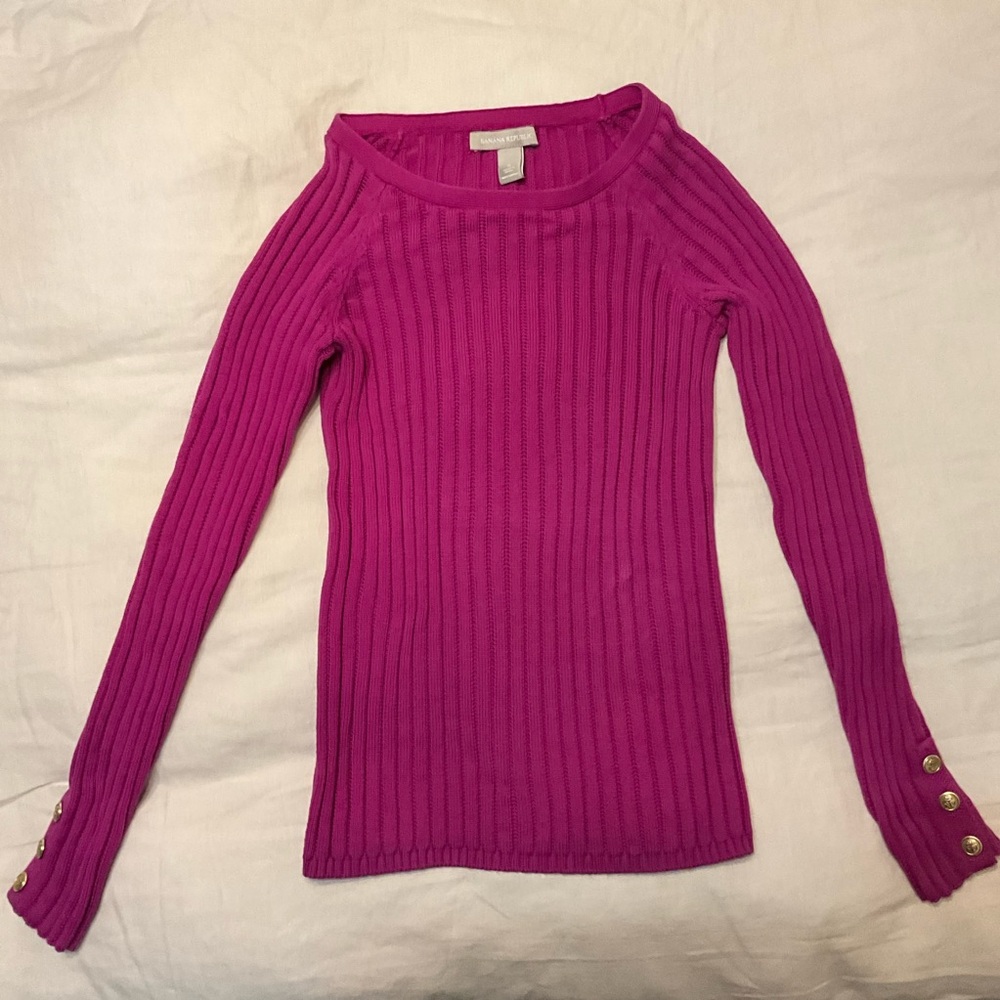 Banana Republic Pink Ribbed Knit Long Sleeve Thick Sweater Size Small